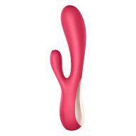   Okosvibrátor, Satisfyer, Mono Flex, 20,4 cm, piros, akkumulátoros, vízálló, app-vezérelt, kétmotoros, szilikon, csikló- és G-pont stimuláció