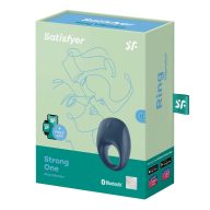   Vibrációs péniszgyűrű, Satisfyer, Strong One, kék, app-vezérelt (Satisfyer Connect), akkumulátoros, vízálló, intenzív rezgések