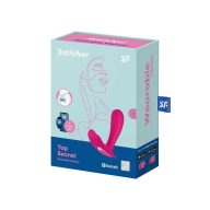   Párvibrátor, Satisfyer, Top Secret, 6–10 cm, rózsaszín, szilikon, app-vezérelt, akkumulátoros, kétmotoros, csikló- és G-pont stimuláció
