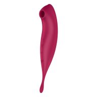   Léghullámos csiklóizgató és csiklóvibrátor, Satisfyer, Twirling Pro Connect App, 20,3 cm, piros, app-vezérelt, akkumulátoros, vízálló, szilikon