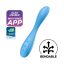 G-pont vibrátor, Satisfyer, G-Spot Flex 4+, 19,8 cm, kék, kétmotoros, rugalmas, app-vezérelt, akkumulátoros, vízálló (IPX7)