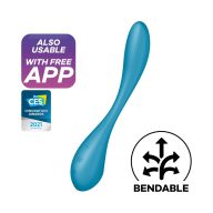   G-pont vibrátor, Satisfyer, G-Spot Flex 5+, 19,9 cm, petrolkék, kétmotoros, rugalmas, app-vezérelt, akkumulátoros, vízálló (IPX7), szilikon