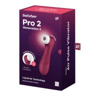   Léghullámos csiklóizgató, Satisfyer, Pro 2 Generation 3 with Liquid Air, 16–20 cm, piros, 2 motoros, 11+12 funkció, akkumulátoros, vízálló, bőrbarát, ABS
