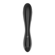   Üveg dildó, Satisfyer, Dazzling Crystal 1, 18,2 cm, fekete, kétvégű, bordázott és pöttyös felület, G-pont stimulációhoz, hőálló, vízálló