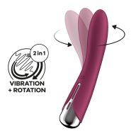   G-pont vibrátor, Satisfyer, Spinning Vibe 1, 17,5 cm, piros, szilikon, akkumulátoros, vízálló, forgó, 12 vibrációs mód, 5 forgási sebesség