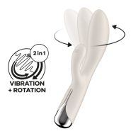   Rabbit vibrátor, Satisfyer, Spinning Rabbit 1, 20 cm, bézs, 3 motoros, forgó G-pont tengely, nyuszis csiklókar, vízálló, akkumulátoros