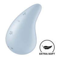   Csiklóvibrátor, Satisfyer, Dew Drop, 6-10 cm, kék, akkumulátoros, vízálló, puha kétrétegű szilikon, felfektethető, 2 motoros, 12 mód
