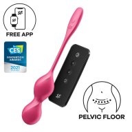   Vibrációs gésagolyó, Satisfyer, Love Birds 2, 22,2 cm, piros, akkumulátoros, vízálló, szilikon, app-vezérléses, távirányítós, 12 mód, dupla golyós