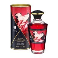   Forrósító masszázsolaj, Shunga, Aphrodisiac Oils Blazing Cherry, 100 ml, átlátszó, csókolható, cseresznye illatú, erogén zónák stimulálására