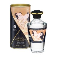   Forrósító masszázsolaj, Shunga, Warming Aphrodisiac Oil, 100 ml, áttetsző, vanília illatú, csókolható, üveg palack