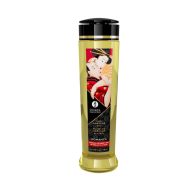   Masszázsolaj, Shunga, Erotic Massage Oil – Sparkling Strawberry Wine, 240 ml, áttetsző, eperpezsgő illatú, természetes, tápláló, hidratáló