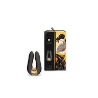   Csiklóvibrátor, Shunga, AIKO Black, 6-10 cm, fekete, kétmotoros, vízálló, akkumulátoros, ergonómikus, stimuláló felület, LED világítás, ABS