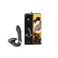   Multifunkcionális vibrátor, Shunga, Soyo Black, 16-20 cm, fekete, kétmotoros, g-pontos, csiklóizgatóval, akkumulátoros, LED világítással, ABS