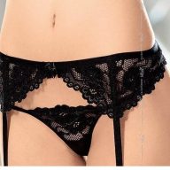   Harisnyatartó, Softline, Garterbelt 3309, M/L, fekete, műszálas, szexi, combfixhez, mintázathoz illő bugyival