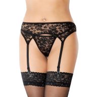   Harisnyatartó és bugyi szett, Softline, Garterbelt 3310, M/L, fekete, műszálas, combfix rögzítéséhez, szexi, erotikus