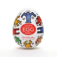   Maszturbátor tojás, Tenga, Keith Haring EGG Dance, 6–10 cm, színtelen, TPE, vízálló, extra rugalmas, textúrált belső, síkosítóval