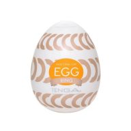   Férfi maszturbátor, Tenga, EGG RING, 6–10 cm, fehér, vízálló, rugalmas TPE, tojás formájú, gyűrűs belső textúra, többször használható