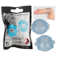   Péniszgyűrű szett, You2Toys, Duo Penis Rings, 2 darab, belső átmérő 1,3 cm, áttetsző kék, rugalmas TPE, tüskés és bordázott, ftalátmentes